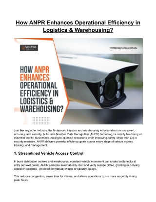 How ANPR Enhances Operational Efficiency in Logistics & Warehousing?
