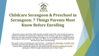 Childcare Serangoon & Preschool in Serangoon