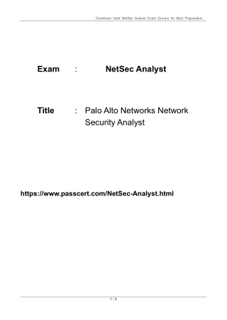 Palo Alto Networks Network Security Analyst PDF Dumps
