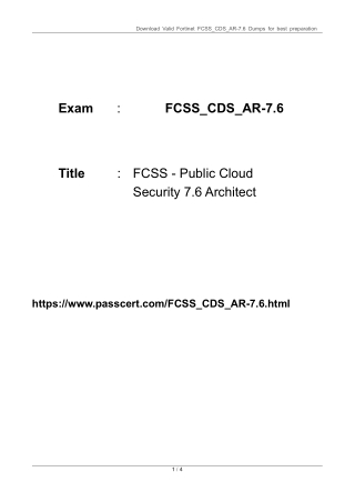 FCSS - Public Cloud Security 7.6 Architect FCSS_CDS_AR-7.6 PDF Dumps