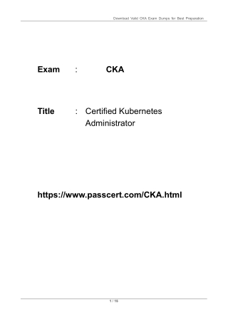 Certified Kubernetes Administrator (CKA) PDF Dumps 2025