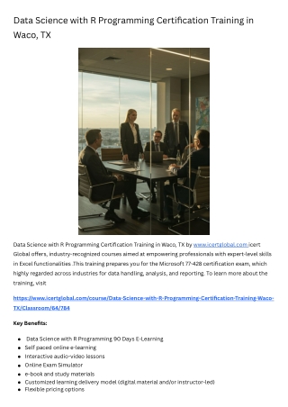Data Science with R Programming Certification Training Course in Waco, TX