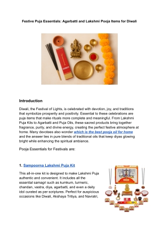 Festive Puja Essentials_ Agarbatti and Lakshmi Pooja Items for Diwali