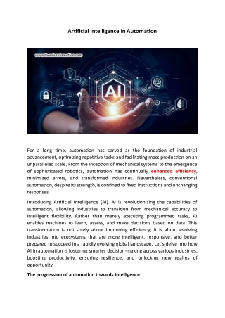 Artificial Intelligence In Automation