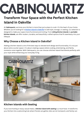 Transform Your Space with the Perfect Kitchen Island in Oakville – Cabinquartz