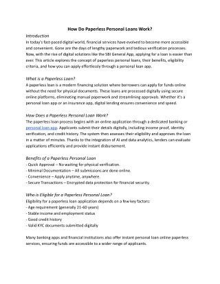 How Do Paperless Personal Loans Work