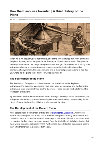 A Brief History of the Piano - How It Was Invented