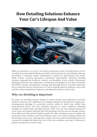 How Detailing Solutions Enhance Your Car’s Lifespan And Value