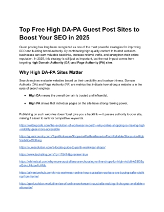 Top Free High DA-PA Guest Post Sites to Boost Your SEO in 2025