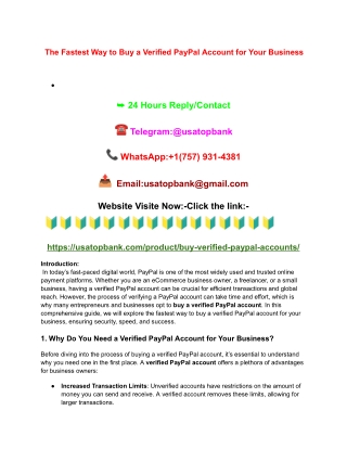 Why You Should Consider to Buy Verified PayPal Accounts for Your Business