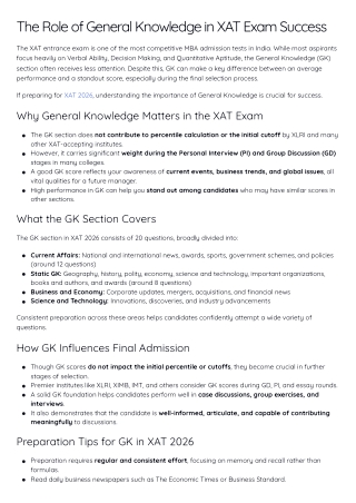 Importance of General Knowledge for XAT 2026 Exam Success