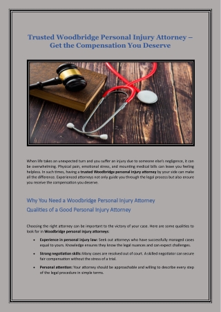 Trusted Woodbridge Personal Injury Attorney – Get the Compensation You Deserve