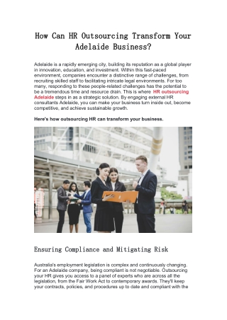 How Can HR Outsourcing Transform Your Adelaide Bus