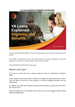 VA Loans Explained: Eligibility and Benefits