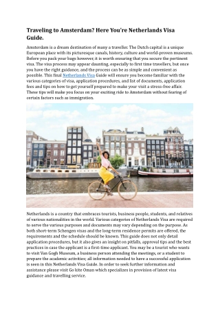 Traveling to Amsterdam Here’s Your Netherlands Visa Guide