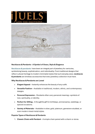 Elegant Necklaces & Pendants – Timeless Silver Jewellery