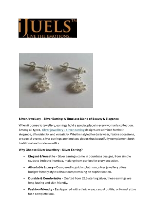 Stylish Silver Earrings – Elegant Silver Jewellery for Women