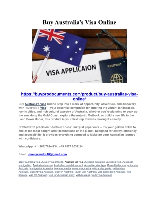 Buy Australia’s Visa Online