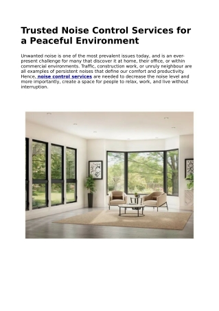 Trusted Noise Control Services for a Peaceful Environment