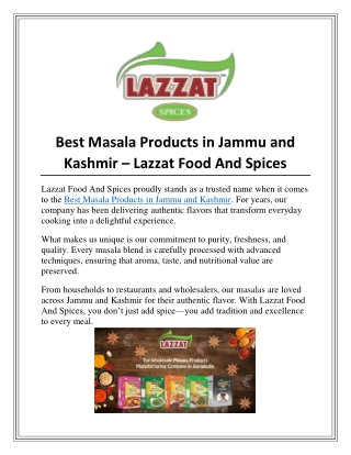 Best Masala Products in Jammu and Kashmir