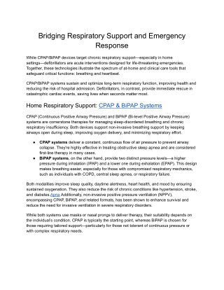 Bridging Respiratory Support and Emergency Response