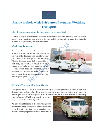 Arrive in Style with Brisbane’s Premium Wedding Transport_brisbane bus hire