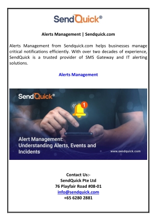 Alerts Management | Sendquick.com