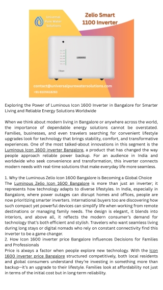 Best inverter for home Bangalore