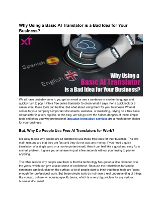 Why Using a Basic AI Translator is a Bad Idea for Your Business?