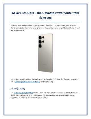 Galaxy S25 Ultra - The Ultimate Powerhouse from Samsung