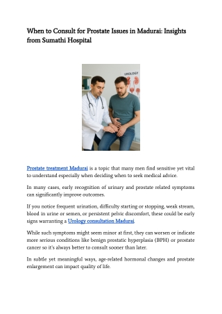 When to Consult for Prostate Issues in Madurai_ Insights from Sumathi Hospital