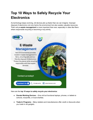 Top 10 Ways to Safely Recycle Your Electronics