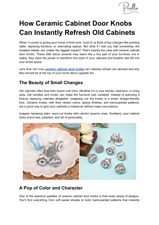 How Ceramic Cabinet Door Knobs Can Instantly Refresh Old Cabinets