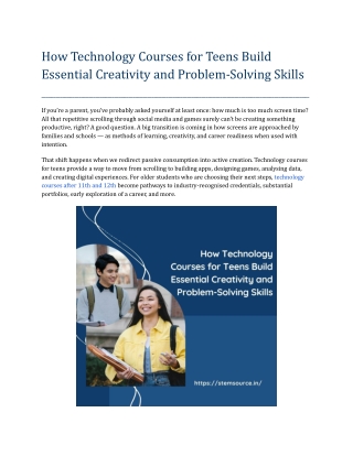 How Technology Courses for Teens Build Essential Creativity and Problem-Solving Skills
