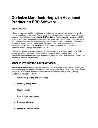 Optimize Manufacturing with Advanced Production ERP Software