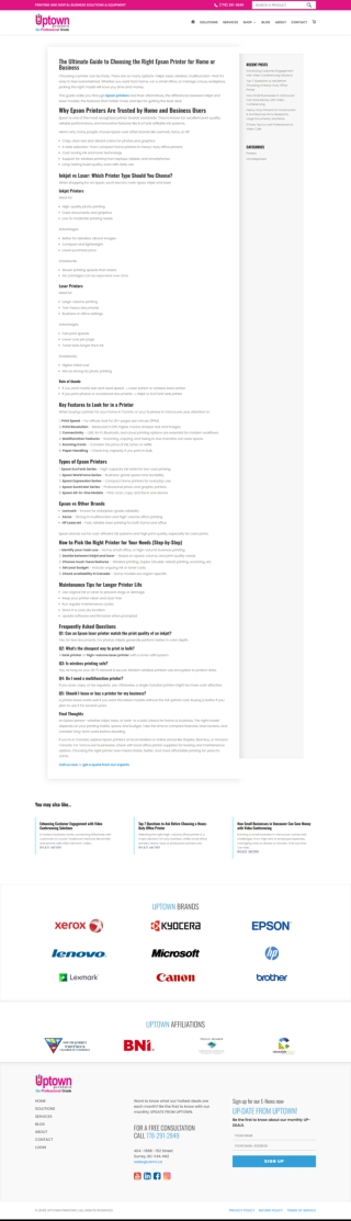 The Ultimate Guide to Choosing the Right Epson Printer for Home or Business