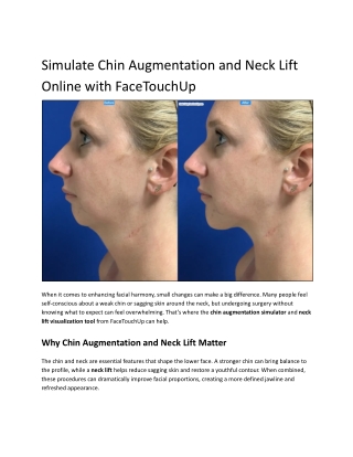 Simulate Chin Augmentation and Neck Lift Online with FaceTouchUp