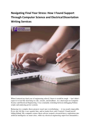 Navigating Final Year Stress How I Found Support Through Computer Science and Electrical Dissertation Writing Services