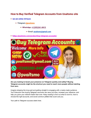 How to Buy Verified Telegram Accounts from Usaitsmo site