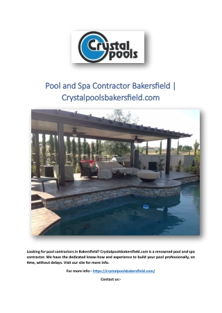 Pool and Spa Contractor Bakersfield | Crystalpoolsbakersfield.com