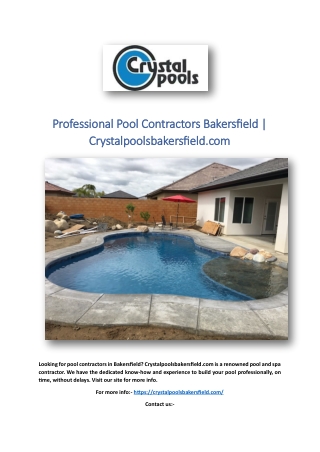 Professional Pool Contractors Bakersfield | Crystalpoolsbakersfield.com