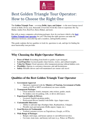 Best Golden Triangle Tour Operator 1