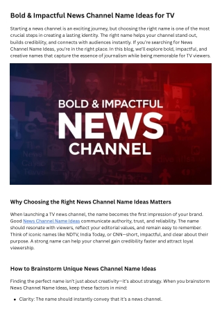 Bold & Impactful News Channel Name Ideas for TV