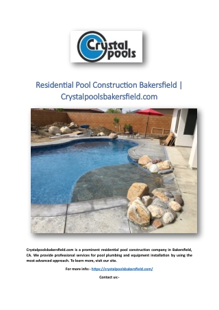 Residential Pool Construction Bakersfield | Crystalpoolsbakersfield.com