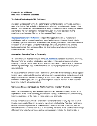 The Role of Technology in 3PL Fulfillment