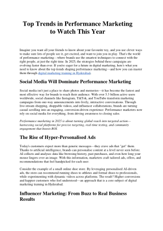 Top Trends in Performance Marketing to Watch This Year