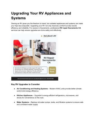 Upgrading Your RV Appliances and Systems