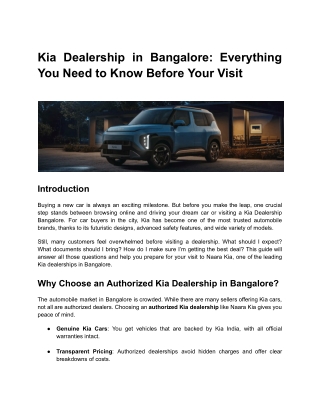 Kia Dealership in Bangalore_ Everything You Need to Know Before Your Visit
