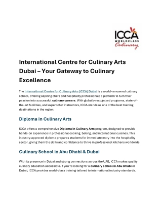 ICCA Dubai – Turning Passion into Profession in the Culinary World