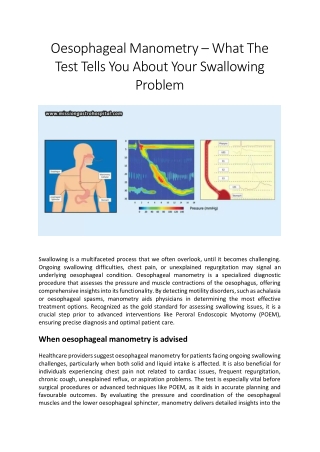Oesophageal Manometry – What The Test Tells You About Your Swallowing Problem